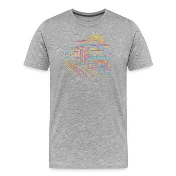 Camper Roadtrip Wohnmobil Retro Neon Shirt - Männer Premium Bio T-Shirt - Grau meliert - Vorne - Damien (186cm)
