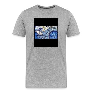 Mosaik-Fahrrad in Blautönen - Männer Premium Bio T-Shirt - Grau meliert - Vorne - Damien (186cm)