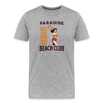 Pin-up du Paradise Beach Club - T-shirt bio Premium Homme - gris chiné - Devant - Damien (186cm)