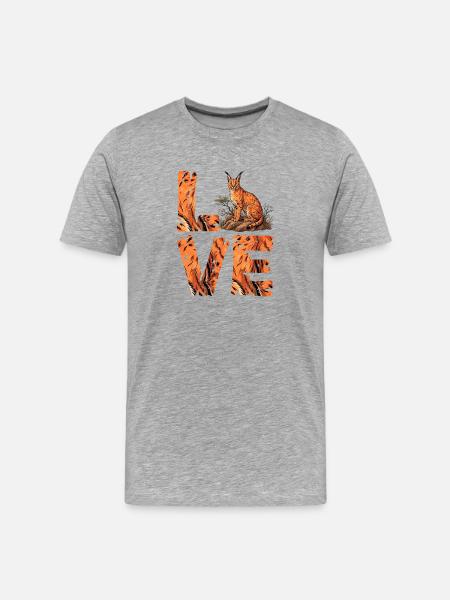 Ich liebe Servalkatzen - Männer Premium Bio T-Shirt - Grau meliert