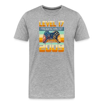 17. Geburtstag Junge Mädchen 2009 Gaming Level 17 - Männer Premium Bio T-Shirt - Grau meliert - Vorne - Damien (186cm)