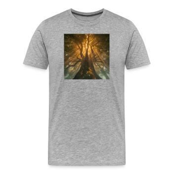 Der heilige Baum – Der mystische Baum des Lebens - Männer Premium Bio T-Shirt - Grau meliert - Vorne - Damien (186cm)