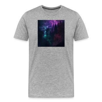 Der Geist des Waldes – surreale Melancholie - Männer Premium Bio T-Shirt - Grau meliert - Vorne - Damien (186cm)