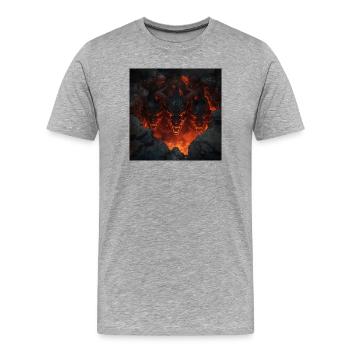 Augen des Abgrunds – Infernale Lavadämonen - Männer Premium Bio T-Shirt - Grau meliert - Vorne - Damien (186cm)