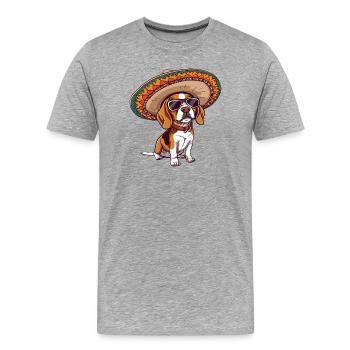 Sombrero drôle de Beagle - T-shirt bio Premium Homme - gris chiné - Devant - Damien (186cm)
