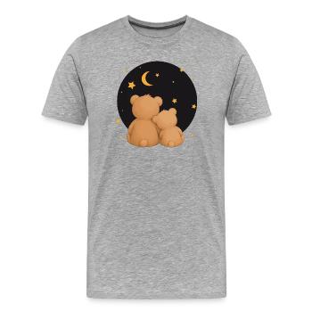 Zwei Kuschelbären unter Sternenhimmel Tiermotiv   - Männer Premium Bio T-Shirt - Grau meliert - Vorne - Damien (186cm)