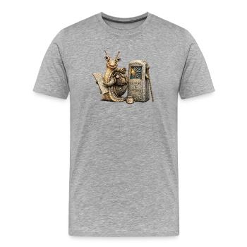Escargot pèlerin Camino de Santiago - T-shirt bio Premium Homme - gris chiné - Devant - Damien (186cm)