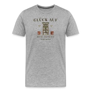  Dortmund, Glück Auf, Zeche Gneisenau - Männer Premium Bio T-Shirt - Grau meliert - Vorne - Damien (186cm)