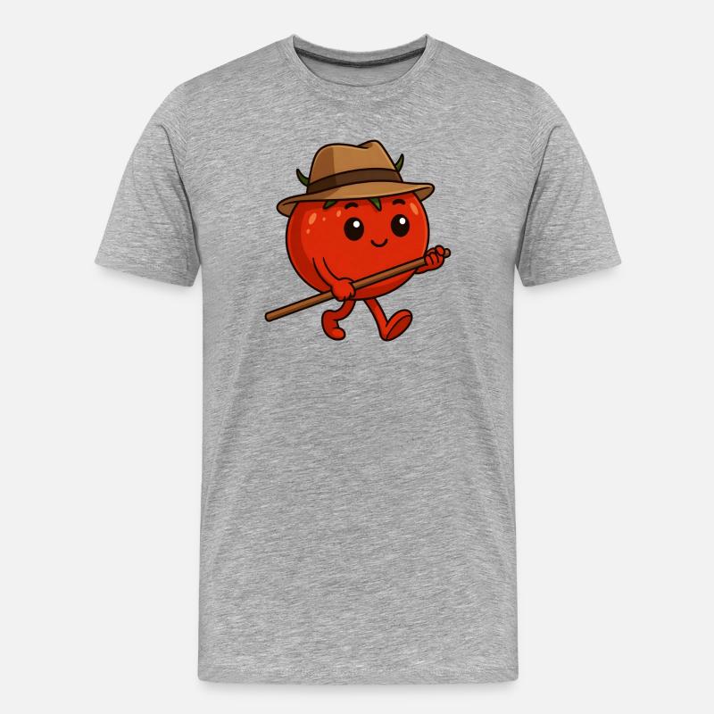 Tomate auf Wanderschaft - Männer Premium Bio T-Shirt - Grau meliert