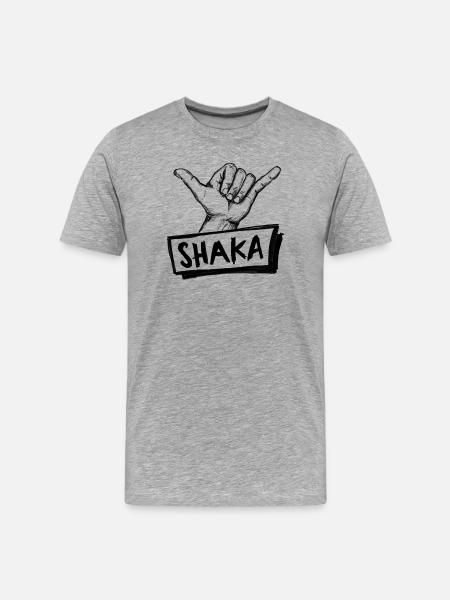 Shaka Surfgruß Handzeichen – Illustration - Männer Premium Bio T-Shirt - Grau meliert