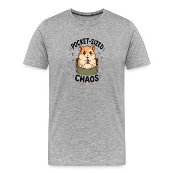 Pocket Chaos Hamster - Männer Premium Bio T-Shirt - Grau meliert - Vorne - Damien (186cm)