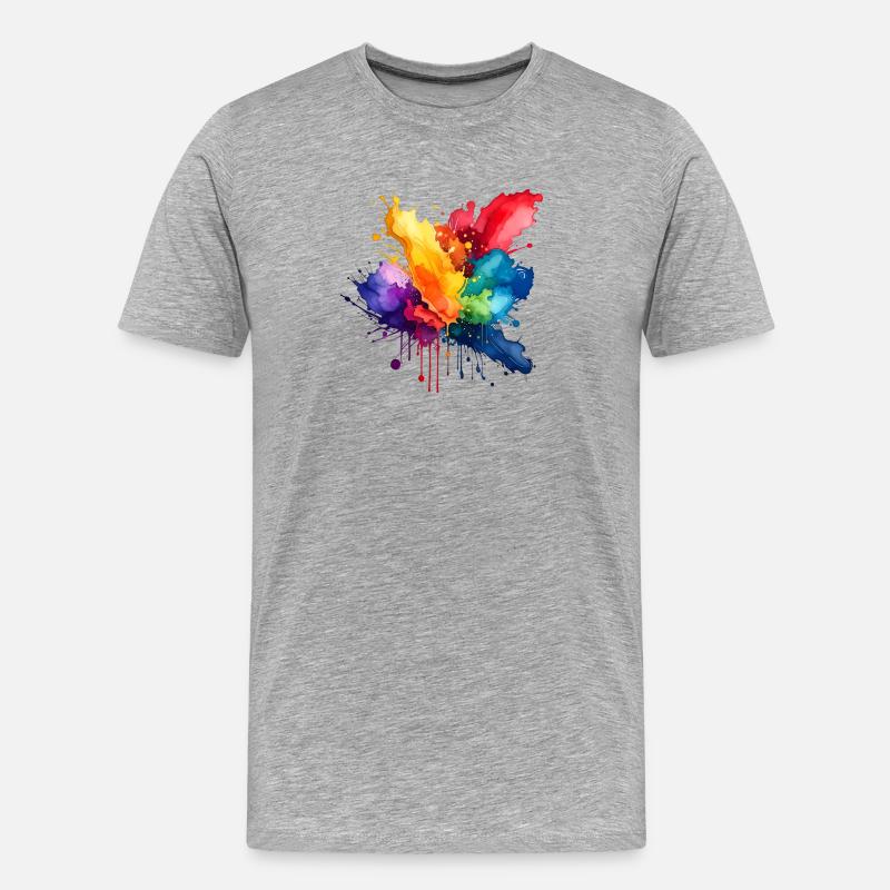 Farbspritzer Explosion - Männer Premium Bio T-Shirt - Grau meliert