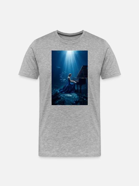 Underwater Piano Serenade - Men's Premium Organic T-Shirt - heather grey