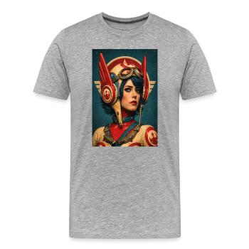 Retro Futuristischer Flieger-Avatar - Männer Premium Bio T-Shirt - Grau meliert - Vorne - Damien (186cm)
