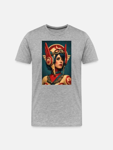 Retro Futurist Aviator Avatar - Men's Premium Organic T-Shirt - heather grey