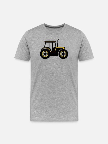 Schwarz-gelber Traktor-Icon-Aufkleber - Männer Premium Bio T-Shirt - Grau meliert