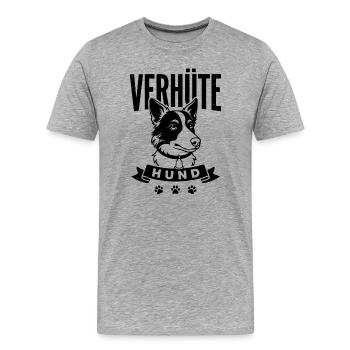 Verhütehund Wortspiel Humor Vierbeiner Lustig - Männer Premium Bio T-Shirt - Grau meliert - Vorne - Damien (186cm)