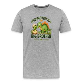 Befördert zum Big Brother Dinosaurier | Süße Dino Sibli - Männer Premium Bio T-Shirt - Grau meliert - Vorne - Damien (186cm)
