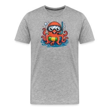 Oktopus mit Taucherbrille - Männer Premium Bio T-Shirt - Grau meliert - Vorne - Damien (186cm)