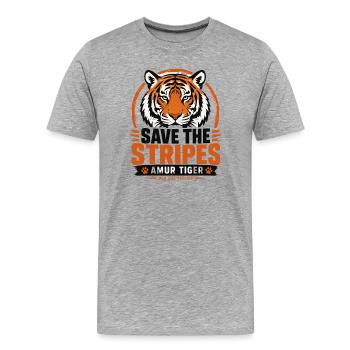 Rette die Streifen Amur-Tiger - Männer Premium Bio T-Shirt - Grau meliert - Vorne - Damien (186cm)
