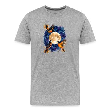 Des rouges-gorges nocturnes au clair de lune dans une mer d’étoiles - T-shirt bio Premium Homme - gris chiné - Devant - Damien (186cm)