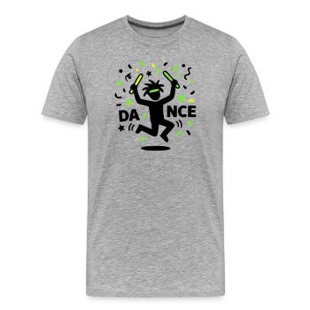 Tanzendes Strichmännchen Rave 90s Techno Party - Männer Premium Bio T-Shirt - Grau meliert - Vorne - Damien (186cm)