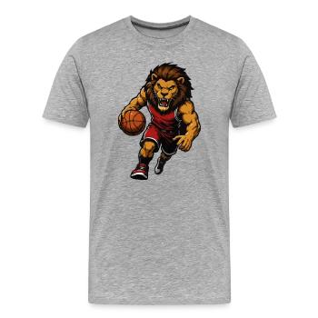 Mascotte du Lion Basketball - T-shirt bio Premium Homme - gris chiné - Devant - Damien (186cm)