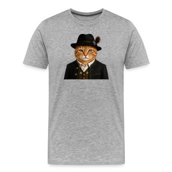 Schwarzwald Kater in Traditioneller Tracht - Männer Premium Bio T-Shirt - Grau meliert - Vorne - Damien (186cm)