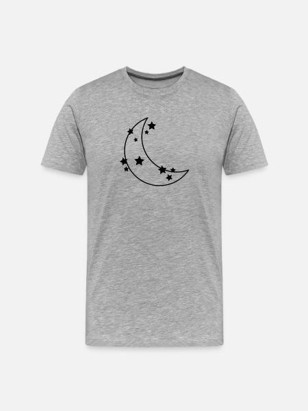 Mond und Sterne - Männer Premium Bio T-Shirt - Grau meliert