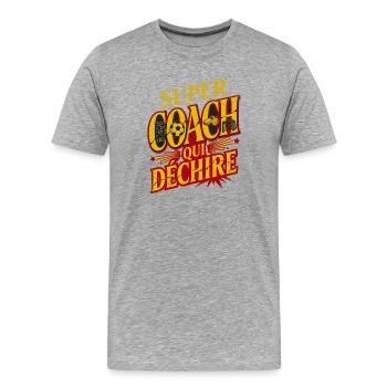 Super Coach Football Qui Déchire - T-shirt bio Premium Homme - gris chiné - Devant - Damien (186cm)