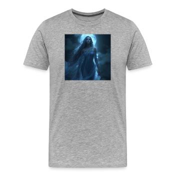 Lunas Strahlen – Göttin der Nacht und des Mondes - Männer Premium Bio T-Shirt - Grau meliert - Vorne - Damien (186cm)