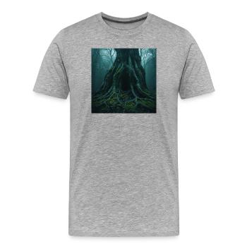 Ancient Oak – Entrance to the Underworld - Men's Premium Organic T-Shirt - heather grey - Front - Damien (186cm)