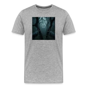 Auge in Auge mit Leszy – Herr des Waldes - Männer Premium Bio T-Shirt - Grau meliert - Vorne - Damien (186cm)