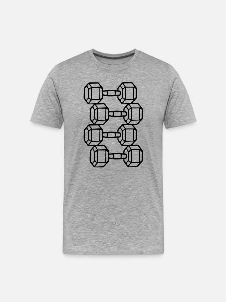 Hanteln Symbol Gewichte Training - Männer Premium Bio T-Shirt - Grau meliert