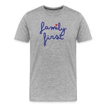 Family First - Men's Premium Organic T-Shirt - heather grey - Front - Damien (186cm)