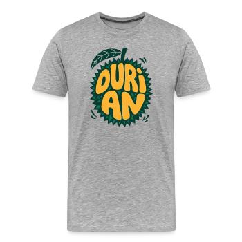 Durian fruit logo with spikes - Men's Premium Organic T-Shirt - heather grey - Front - Damien (186cm)