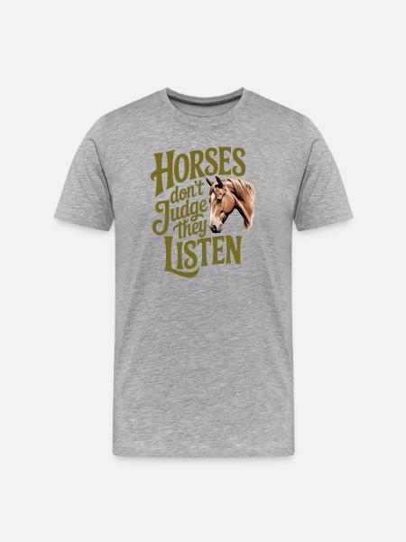 Pferde hören zu - Männer Premium Bio T-Shirt - Grau meliert
