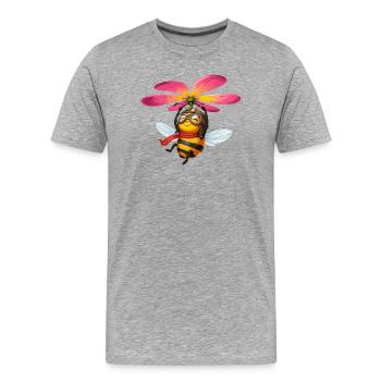 Abeille steampunk avec hélice fleurie - T-shirt bio Premium Homme - gris chiné - Devant - Damien (186cm)
