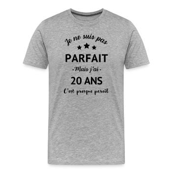 20 ans cadeau anniversaire humour homme - T-shirt bio Premium Homme - gris chiné - Devant - Damien (186cm)