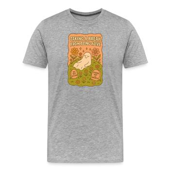 Eternal Break – Kawaii-Geist und schwarzer Humor - Männer Premium Bio T-Shirt - Grau meliert - Vorne - Damien (186cm)