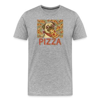 Pizza Mops Hund Lustig Pizza Fan PIZZA Motiv - Männer Premium Bio T-Shirt - Grau meliert - Vorne - Damien (186cm)
