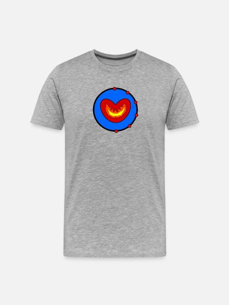 Flaming Heart in the Blue Circle - Men's Premium Organic T-Shirt - heather grey