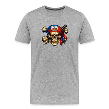 Tèt Pirat Ayisyen  - T-shirt bio Premium Homme - gris chiné - Devant - Damien (186cm)