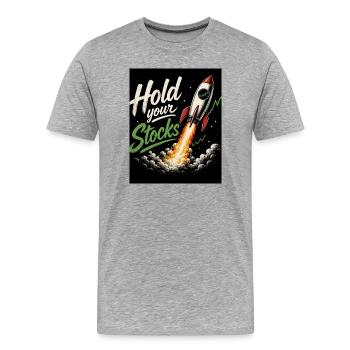 Raketendesign für die Aktien - Männer Premium Bio T-Shirt - Grau meliert - Vorne - Damien (186cm)
