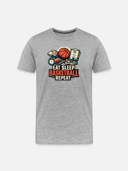 Eat Sleep Basketball Repeat - Männer Premium Bio T-Shirt - Grau meliert