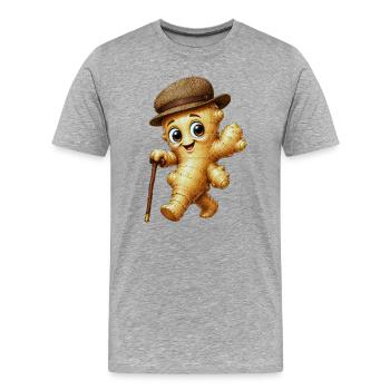 Ingwer am Stock - Männer Premium Bio T-Shirt - Grau meliert - Vorne - Damien (186cm)