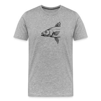 Fish Head – Illustration - Men's Premium Organic T-Shirt - heather grey - Front - Damien (186cm)