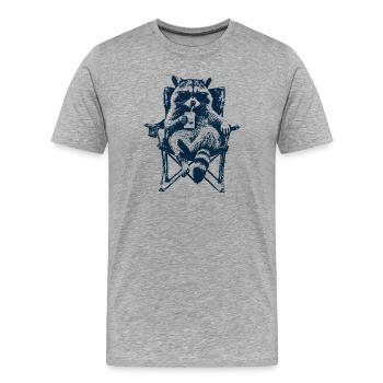 Raton laveur de camping avec paquet de boisson - T-shirt bio Premium Homme - gris chiné - Devant - Damien (186cm)