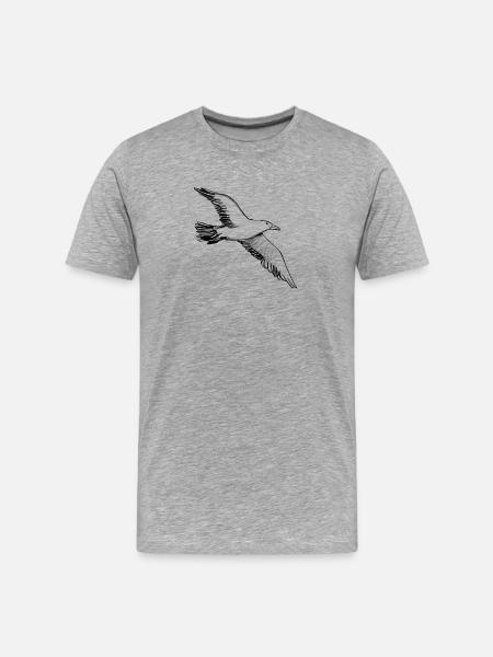 Flying Seagull – Illustration - Men's Premium Organic T-Shirt - heather grey