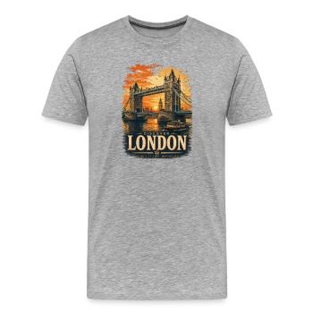 Affiche du coucher de soleil du pont de la Tour de Londres - T-shirt bio Premium Homme - gris chiné - Devant - Damien (186cm)